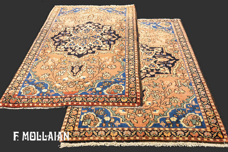 Pair of Small Antique Persian Saruk Farahan Rugs n°:49141240